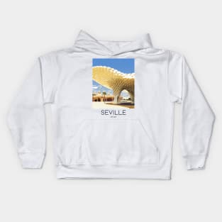 A Pop Art Travel Print of Seville - Spain Kids Hoodie